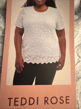 Plus Size White Lace Short Sleeve Top